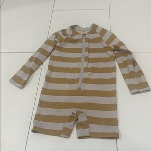 H&M Swimsuit UPF 50 mustard striped boys 4T